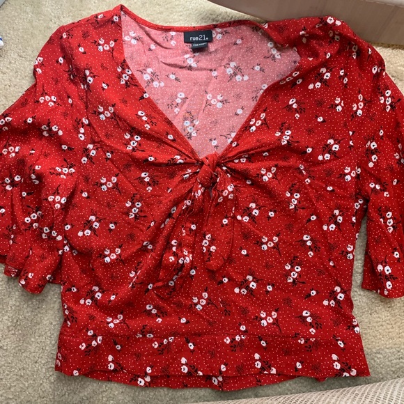 Rue21 Tops - Rue 21 Red floral blouse